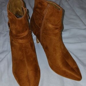 Suede Ankle Boots - Tan